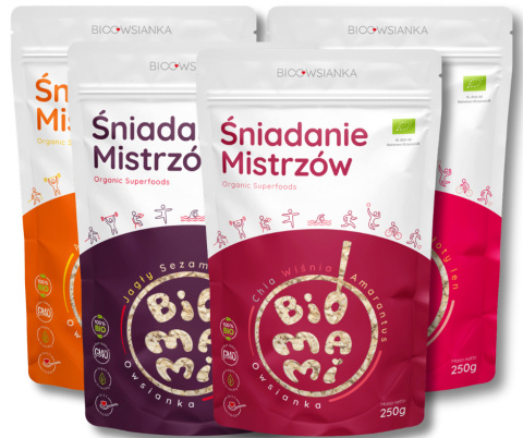 Śniadanie Mistrzów 4-pack Wiśnia+Porzeczka+Mango+Malina