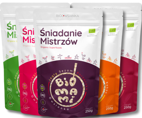 Śniadanie Mistrzów 5-pack Porzeczka+Mango+Malina+Jabłko+Porzeczka