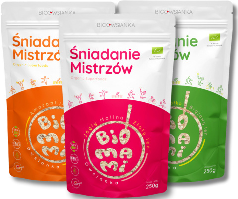 Śniadanie Mistrzów 3-pack Malina+Mango+Jabłko