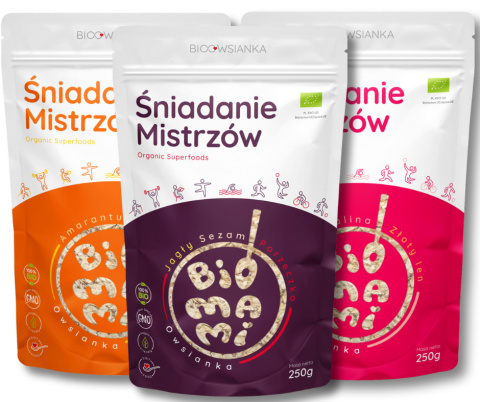 Owsianka Bio 3-pack Porzeczka+Mango+Malina